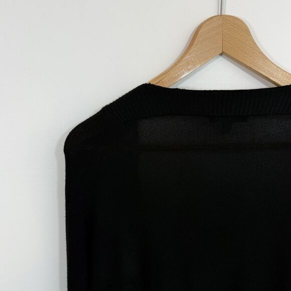 EILEEN FISHER Cardigan Large Black Italian Yarn Open Front Sweater Lagenlook - Picture 4 of 11